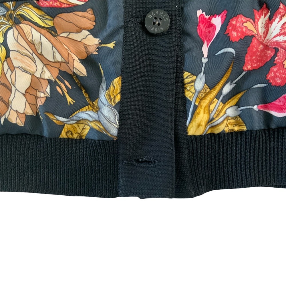 Vintage Hermès Paris wool/silk scarf-panel cardigan - Picture 7 of 12